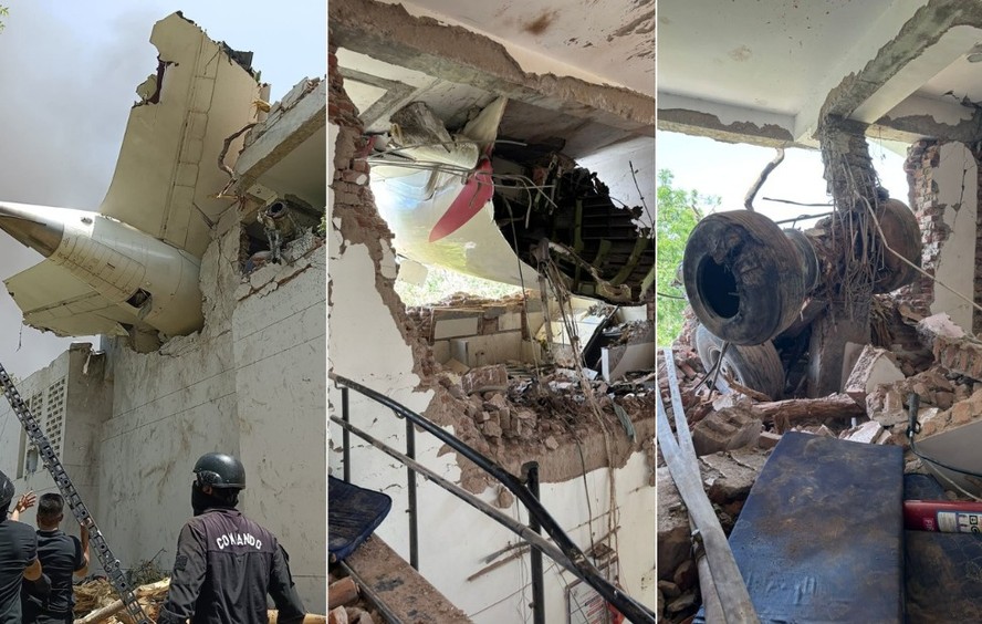 Estado do prédio atingido por Boeing 787