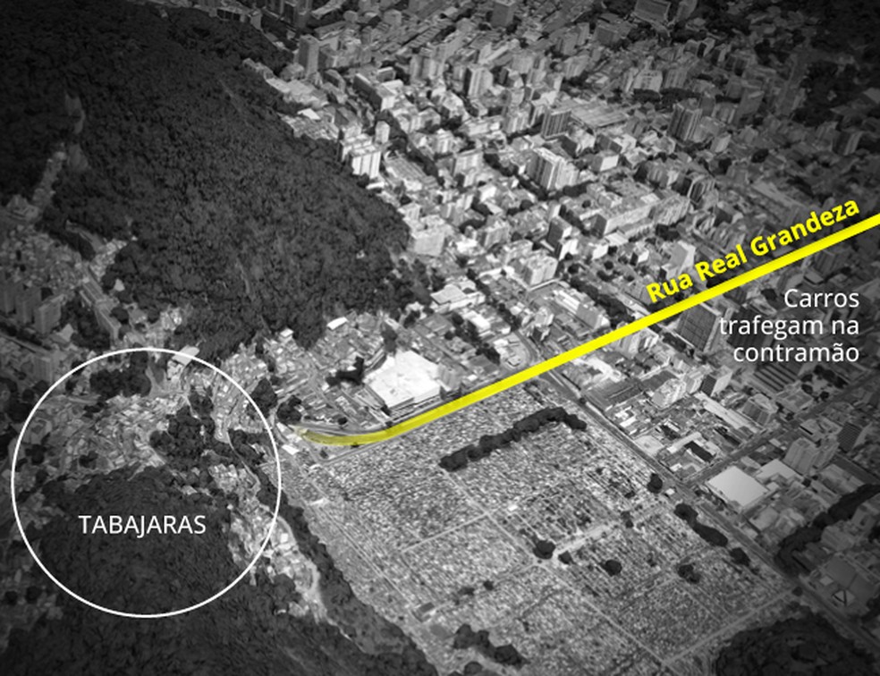 Veículos recuam pela Rua Real Grandeza — Foto: Reprodução