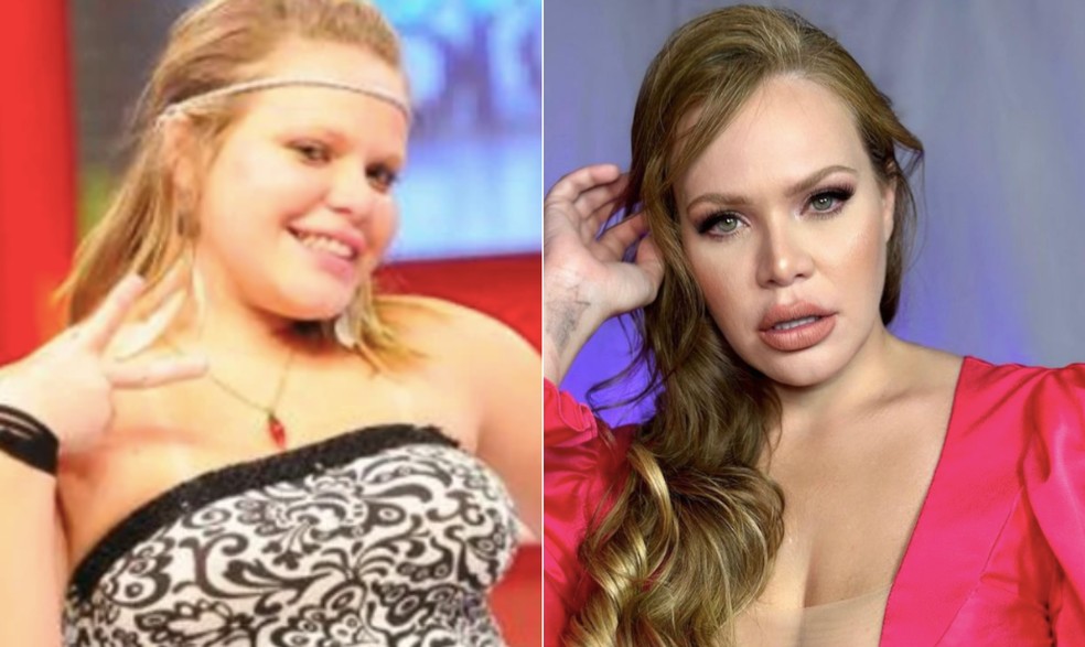 Antes e depois da ex-BBB Paulinha Leite — Foto: Reproduções