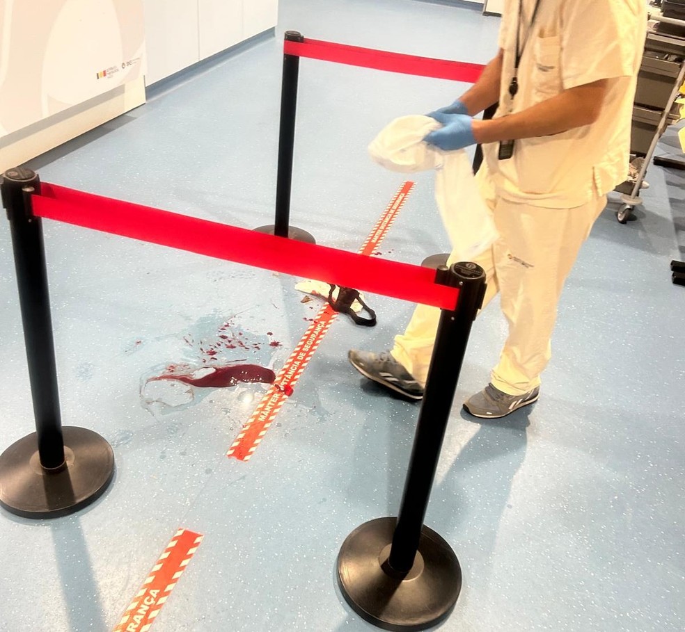 Local na recepção do hospital onde Levi bateu com a cabeça — Foto: Frederico Werpel Fernandes/divulgação