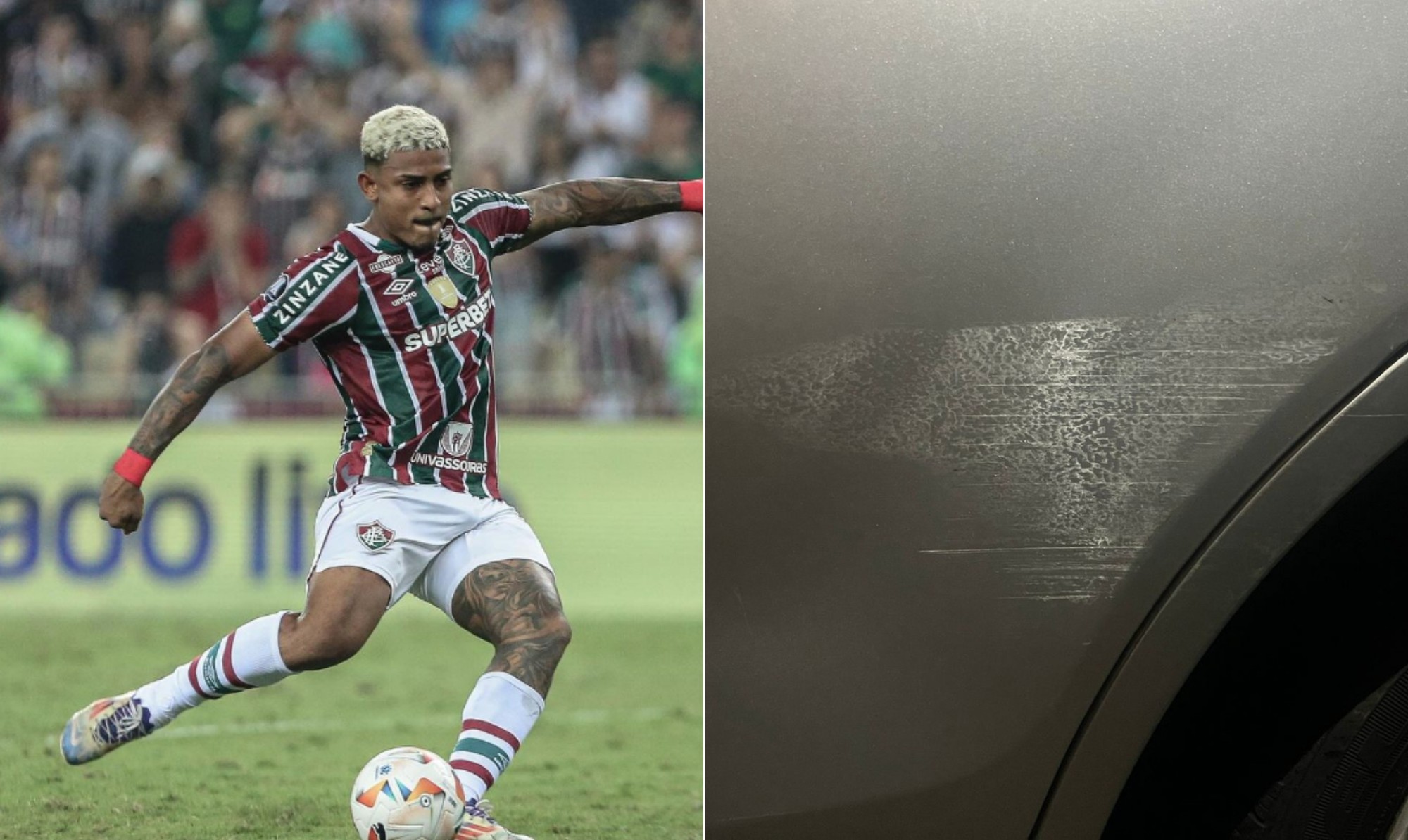 Motorista acusa John Kennedy, atacante do Fluminense, de bater em seu carro e fugir do local