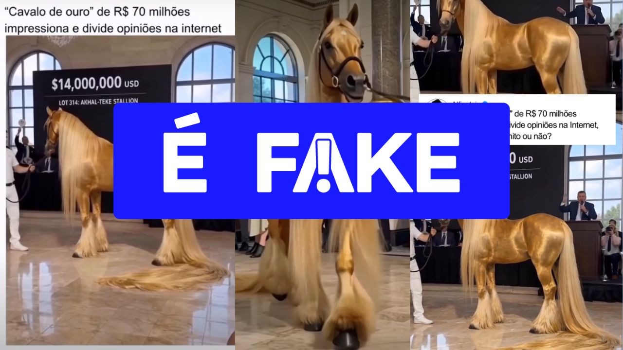 'Cavalo de ouro' que viralizou e foi vendido por R$ 70 milhões é #FAKE