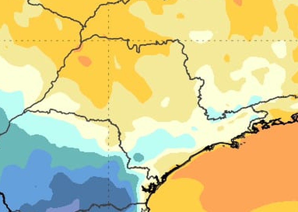 Mapa das temperaturas mínimas para terça-feira — Foto: Inmet