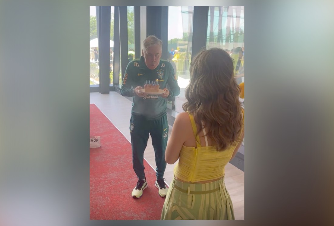 Ancelotti ganha bolo de aniversário da enteada e parabéns co