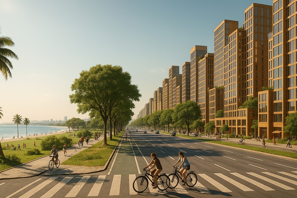 A Avenida Brasil em 2125 — Foto: Washington Fajardo/IA