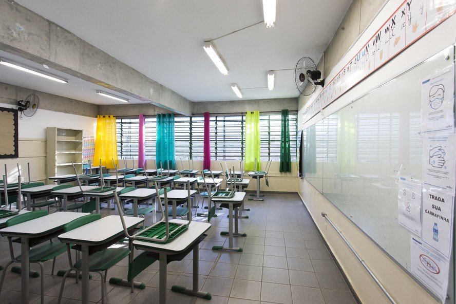 Sala de aula de escola na Zona Sul de São Paulo