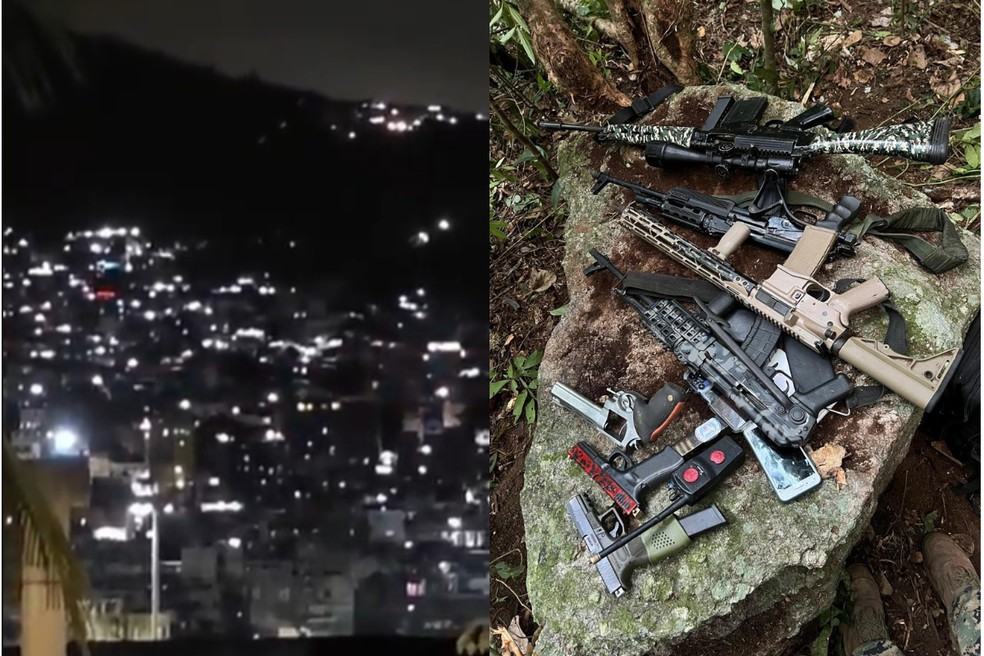 Polícias do Rio e do Ceará fazem operação na Rocinha para prender líderes do crime organizado nordestino — Foto: Reprodução/X