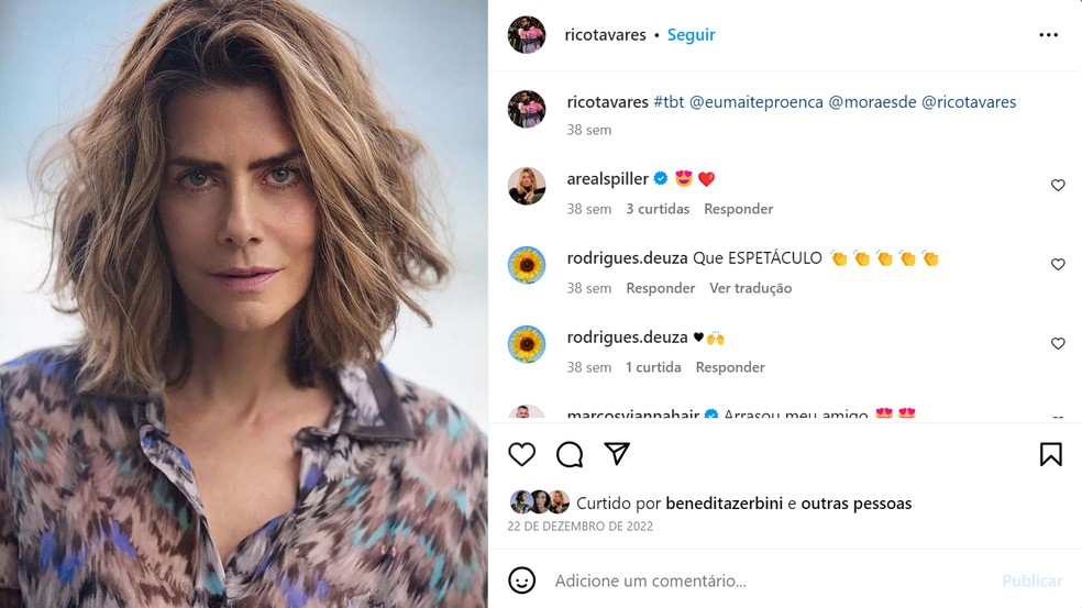 Rico Tavares trabalhou com a atriz Maitê Proença — Foto: Reprodução/Instagram