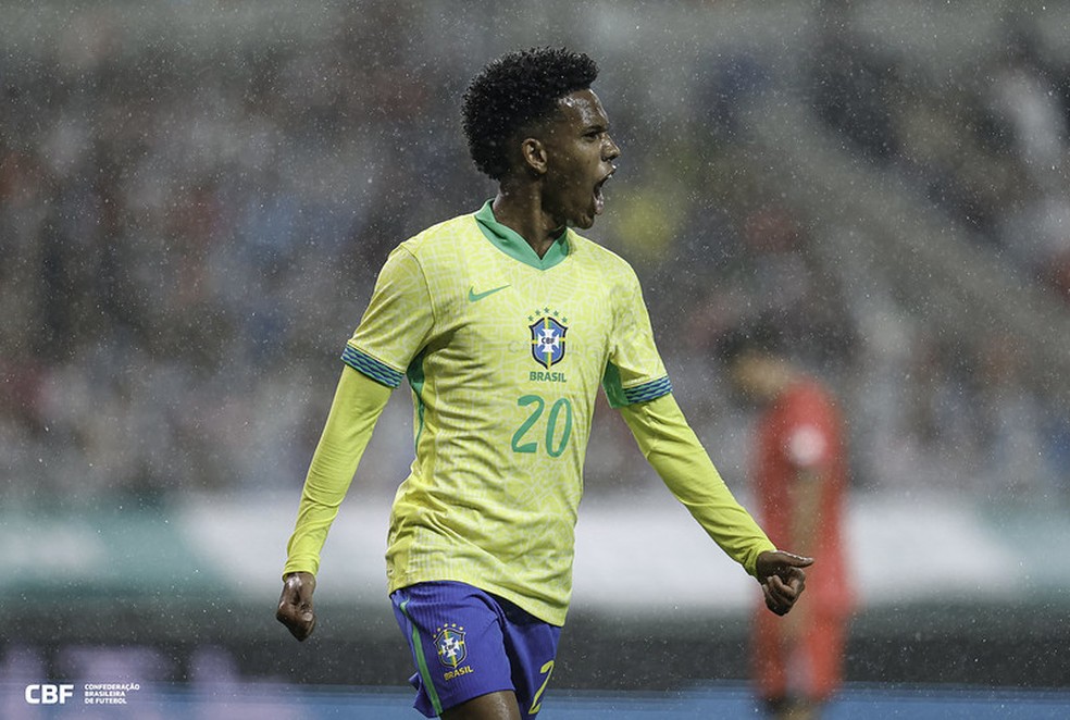 Estêvão foi um dos destaques da seleção brasileira no amistoso contra a Coreia do Sul — Foto: Rafael Ribeiro / CBF