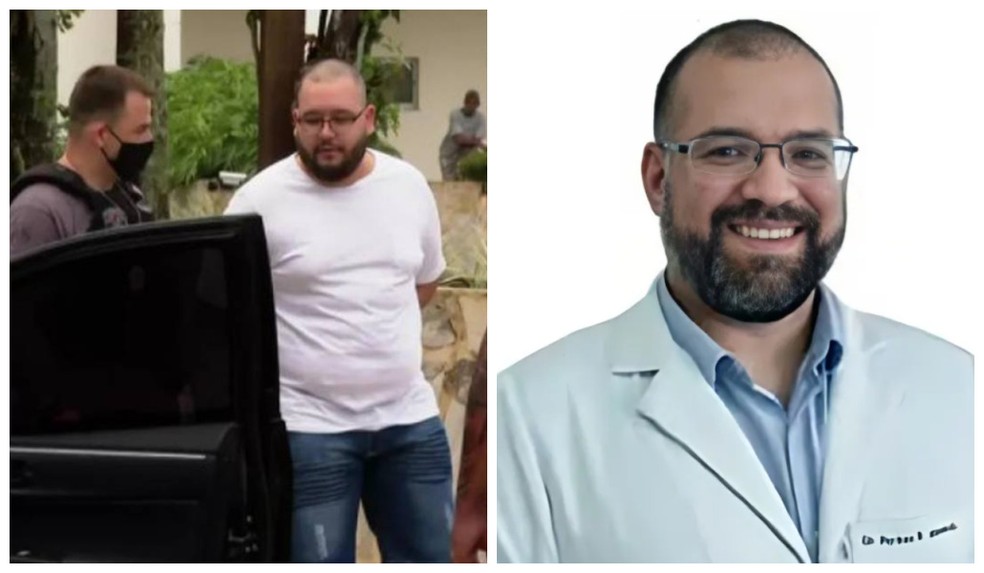 Taillon de Alcântara Pereira Barbosa, acusado de ser miliciano; e o médico Perseu de Almeida, assassinado na Barra da Tijuca — Foto: Reprodução