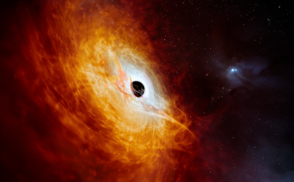 Buraco negro supermassivo no centro de uma galxia  a definio de quasar, objeto celeste mais brilhante  Foto: Divulgao