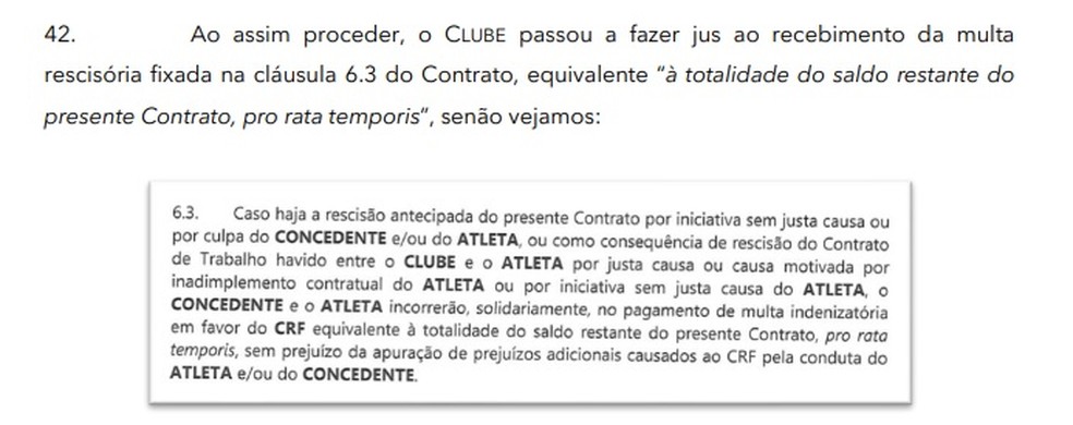 Flamengo apresenta em ação cláusula contratou que prevê indenização a ser paga por Gerson — Foto: Reprodução