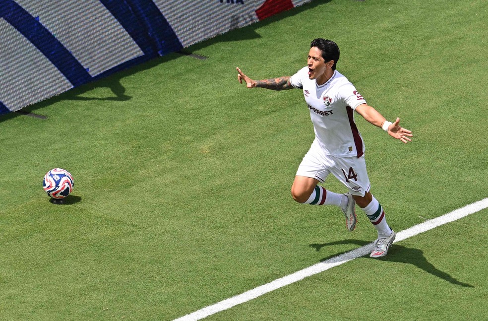 Cano comemora gol do Fluminense sobre a Inter de Milão — Foto: Federico PARRA / AFP