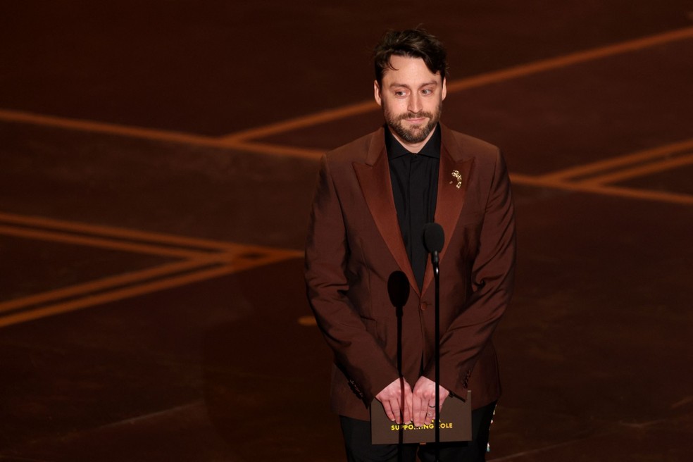 Kieran Culkin no Oscar 2026 — Foto: Patrick T. Fallon / AFP