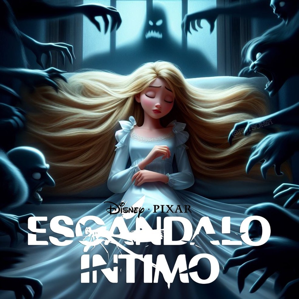 Capa do álbum "Escândalo Íntimo", de Luísa Sonza, reimaginada como Disney Pixar por internauta no Bing Image Creator — Foto: Reprodução/Twitter