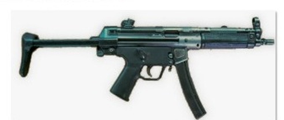 Submetralhadora  do mesmo modelo da que foi usada para matar Marielle e Anderson — Foto: Reprodução