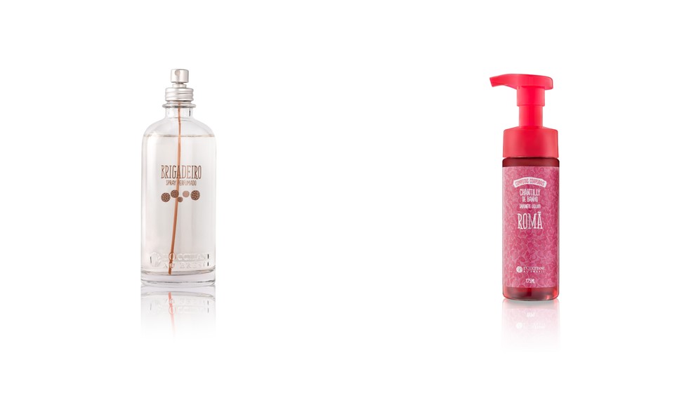 Spray perfumado de brigadeiro e chantilly de banho de romã da L'Occitane — Foto: Divulgação