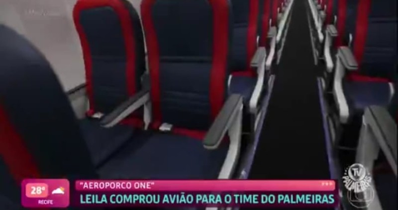 Conheça avião do Palmeiras comprado por Leila Pereira, presidente do clube — Foto: Reprodução TV Globo