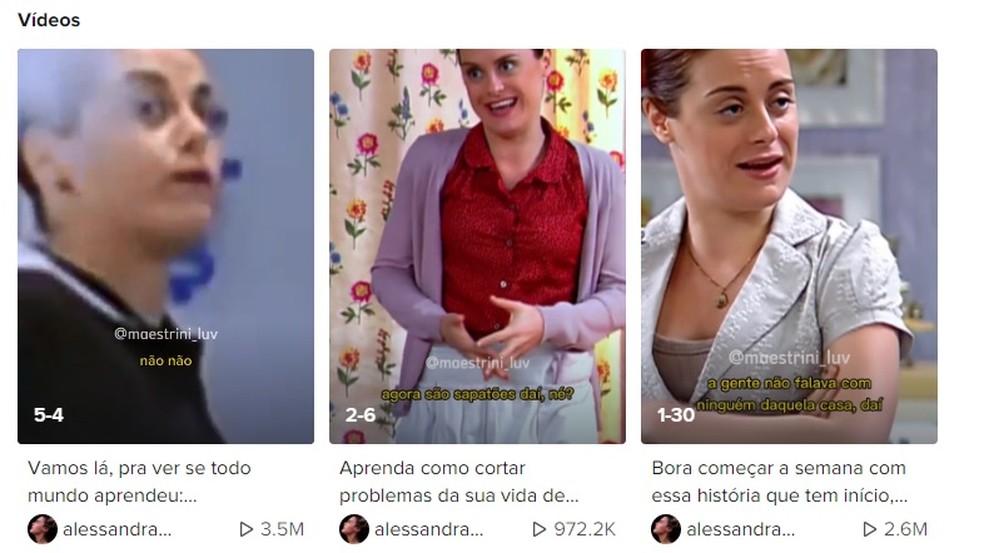 Vídeos do Tik Tok de Alessandra Maestrini — Foto: Reprodução