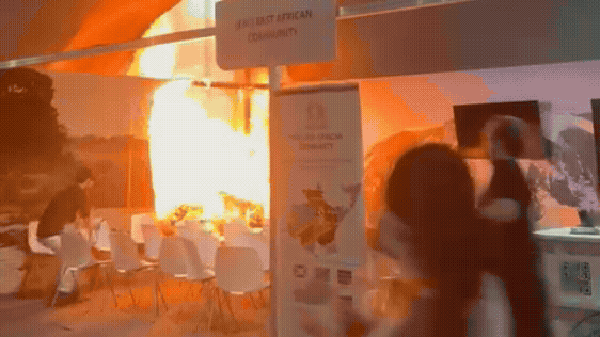 Indêndio atinge Blue Zone da COP30, em Belém — Foto: Reprodução