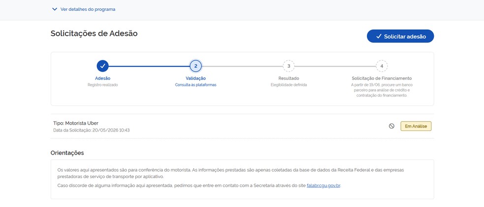 Após solicitação entrar em análise, aguarde até cinco dias úteis — Foto: Reprodução