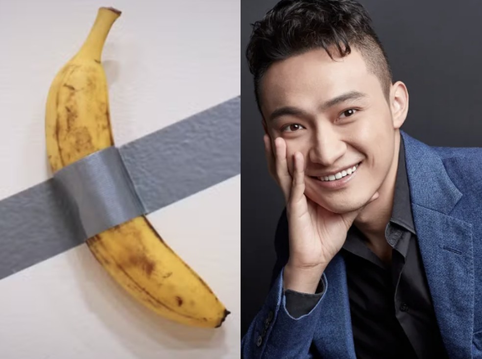 Magnata cripto Justin Sun arrematou obra 'banana colada com fita adesiva'  Foto: AFP//MelfarraTron/Wikimedia Commons