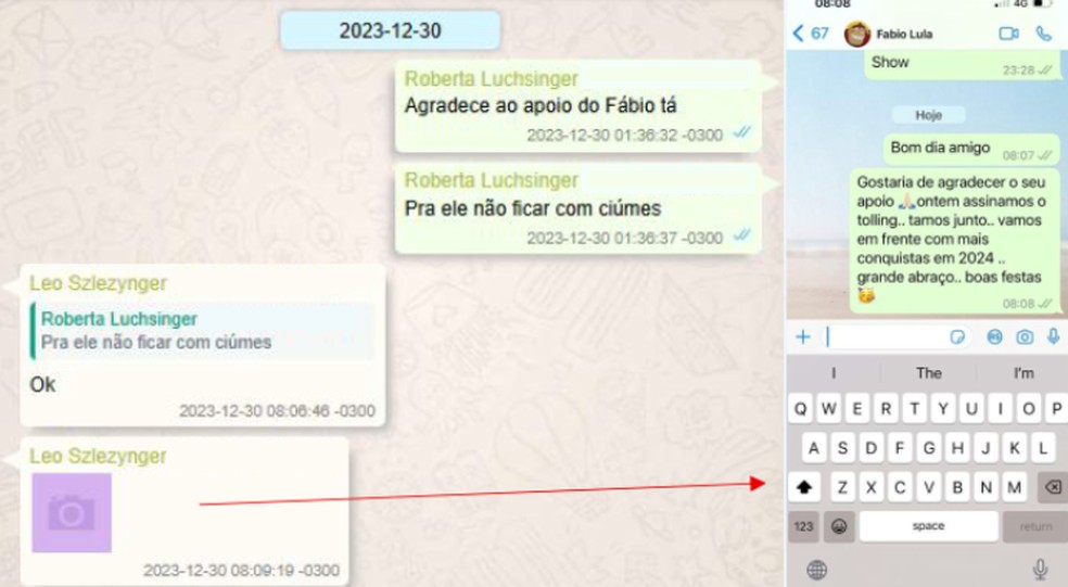 Por orientação de Roberta Luchsinger, o diretor da Unigel, Leo Slezynger agradece a Lulinha pelo 'seu apoio' após Petrobras assinar contrato de tolling com a Unigel; Slezynger enviou print de conversa com o filho do presidente Lula à lobista — Foto: Reprodução
