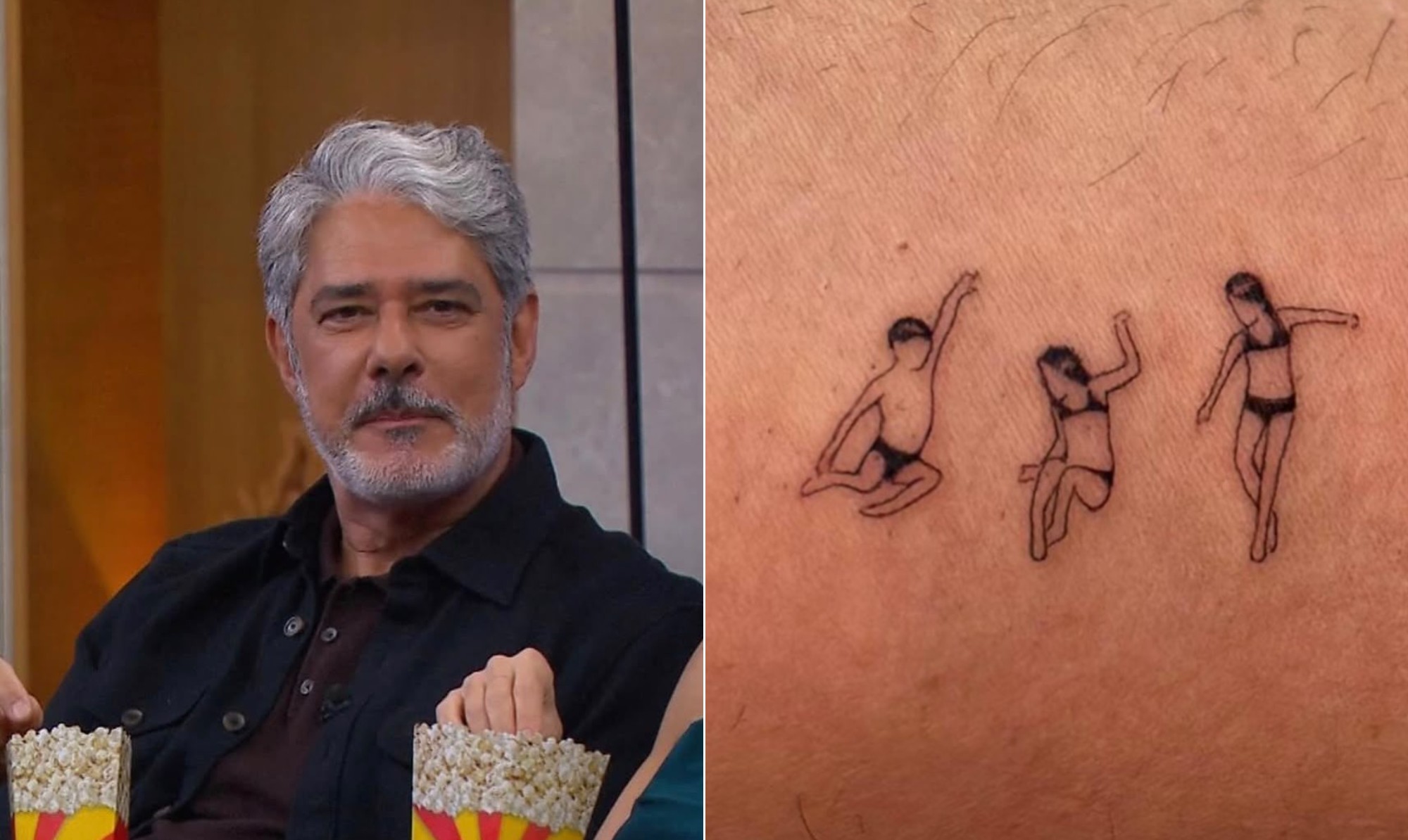 Imagem ilustrativa sobre William Bonner exibe primeira tatuagem em homenagem ao salto dos trigêmeos que completam 29 anos