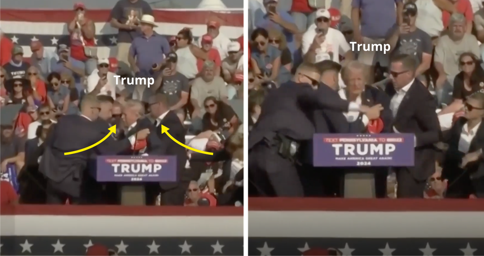 Passo a passo do atentado contra Donald Trump, na Pensilvânia, nos EUA. — Foto: Arte O GLOBO