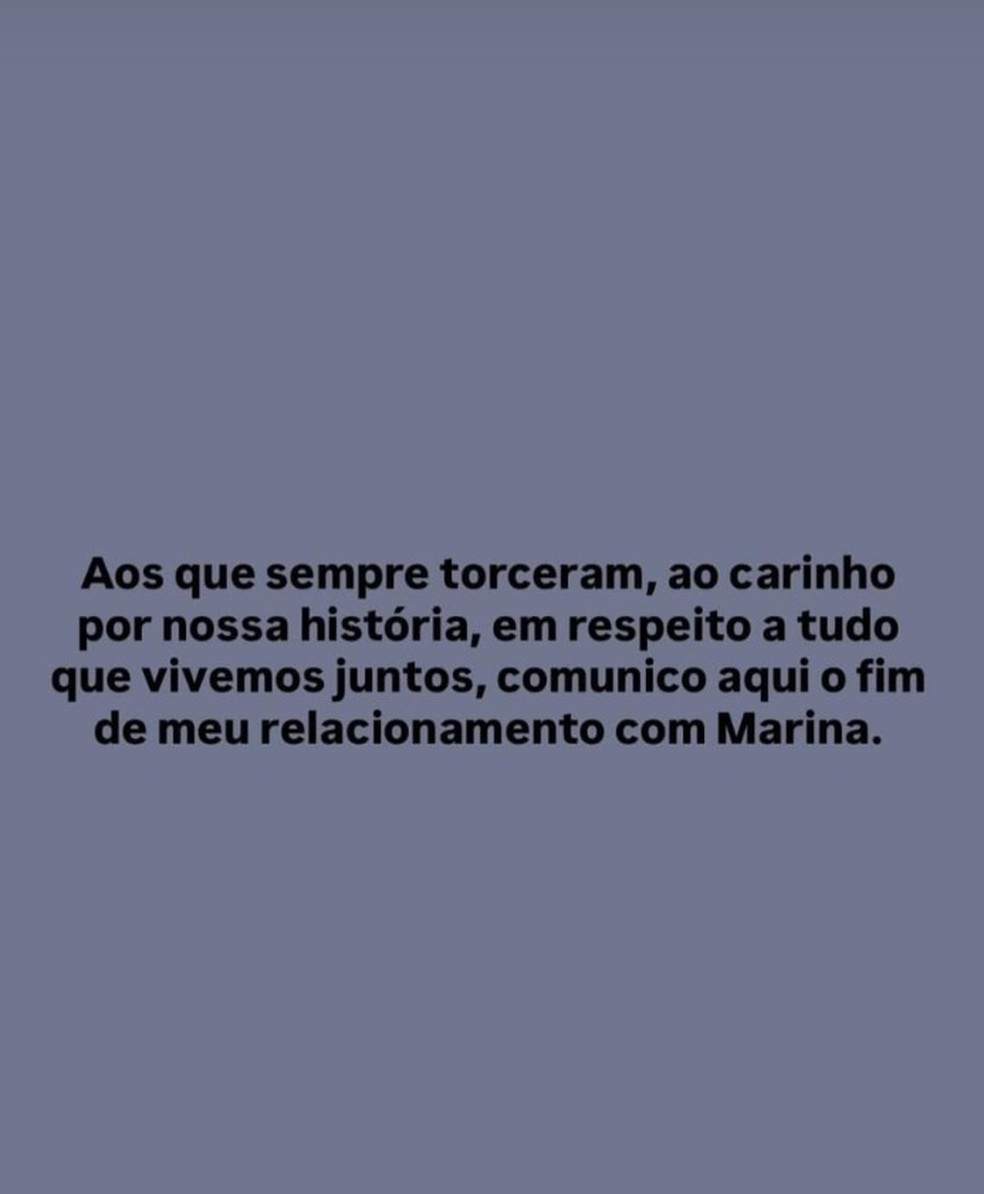Juliano Floss comunicou fim do relacionamento com Marina Sena — Foto: Reprodução/Instagram