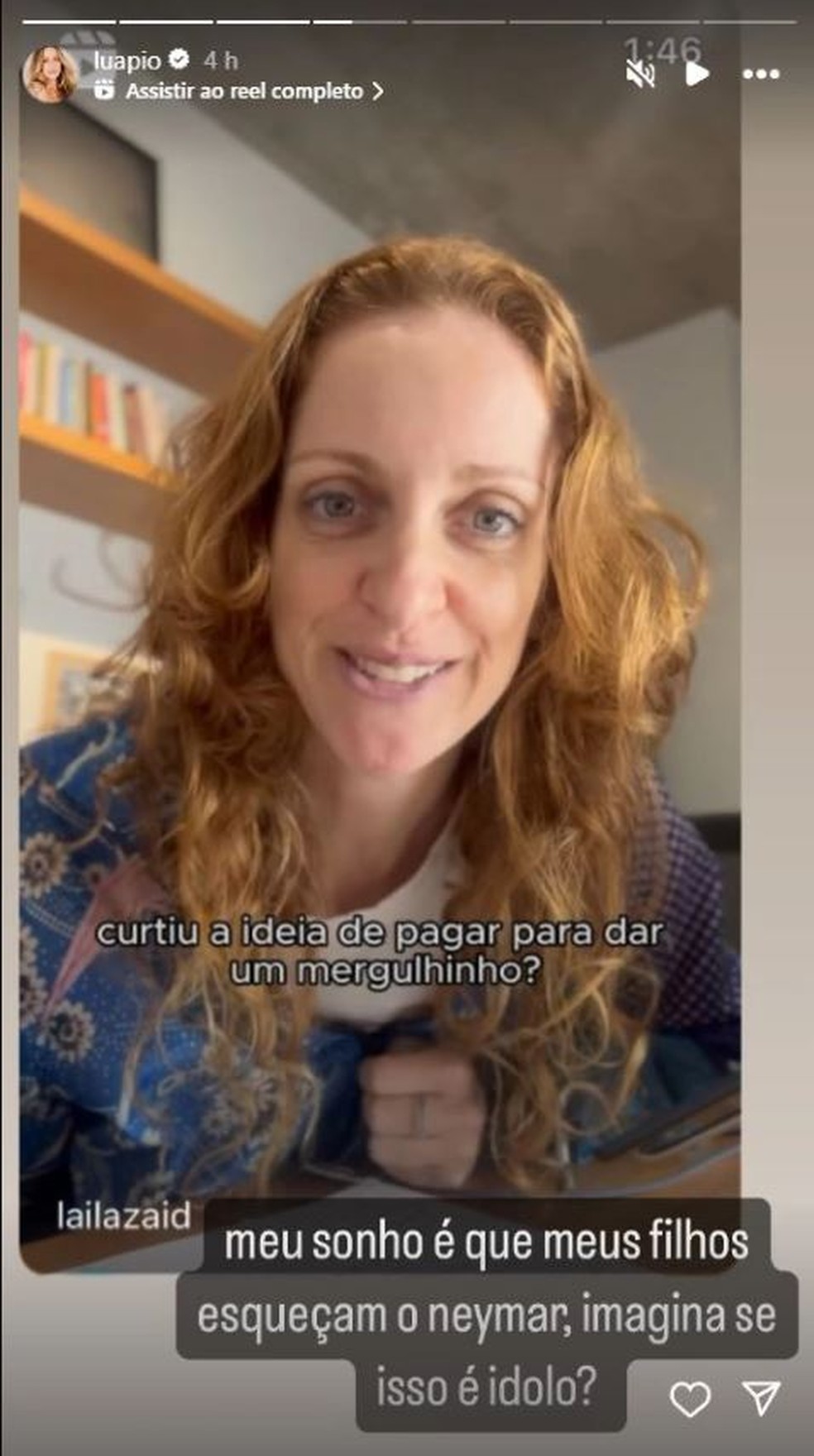 Luana Piovani compartilhou vídeo sobre privatização das praias e criticou o jogador Neymar — Foto: Reprodução
