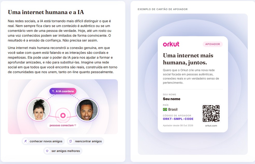 Criador do Orkut lança campanha para nova rede social — Foto: Reprodução/ Orkut
