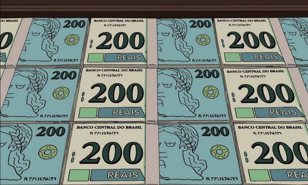 Notas de R$ 200 em episódio antigo de 'Os Simpsons' — Foto: Reprodução