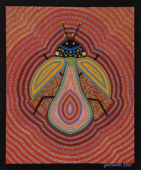 "Joaninha", obra de Jair Gabriel, com técnica de pontilhismo, no Museu do Pontal — Foto: Divulgação