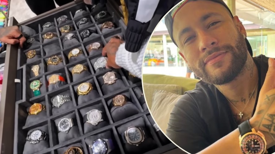 Neymar leva relógios avaliados em mais de R$ 21 milhões para