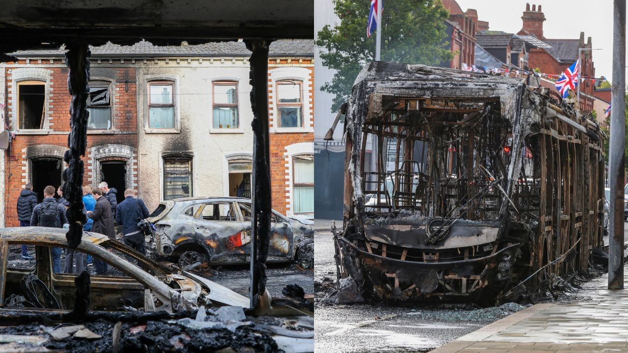Vídeo mostra incêndios, ônibus destruído e protestos antimig