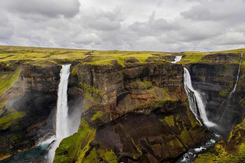 Haifoss, na Islândia — Foto: Pexels