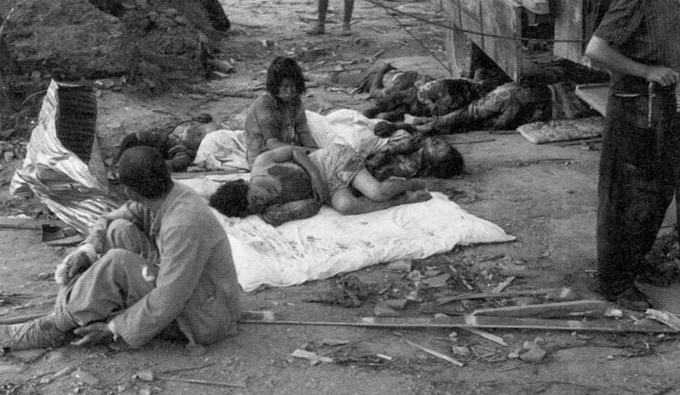 Mortos e feridos após bombardeio de Nagasaki, em 1945 — Foto: Reprodução/ Yosuke Yamahata