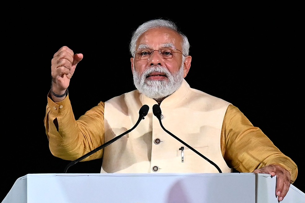 Narendra Modi, primeiro-ministro da Índia. — Foto: Money Sharma / AFP
