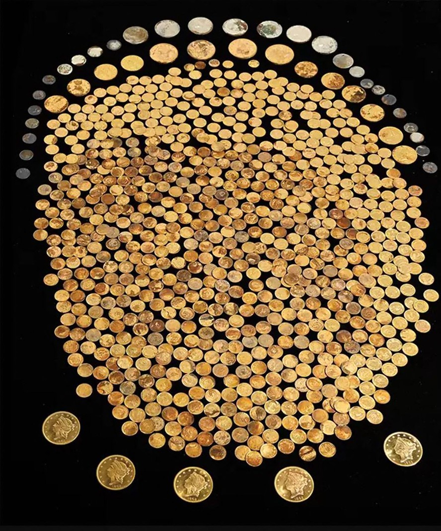 Coleção de moedas de ouro da época da guerra civil americana foi encotrada em milhara; valor pode chegar aos milhões