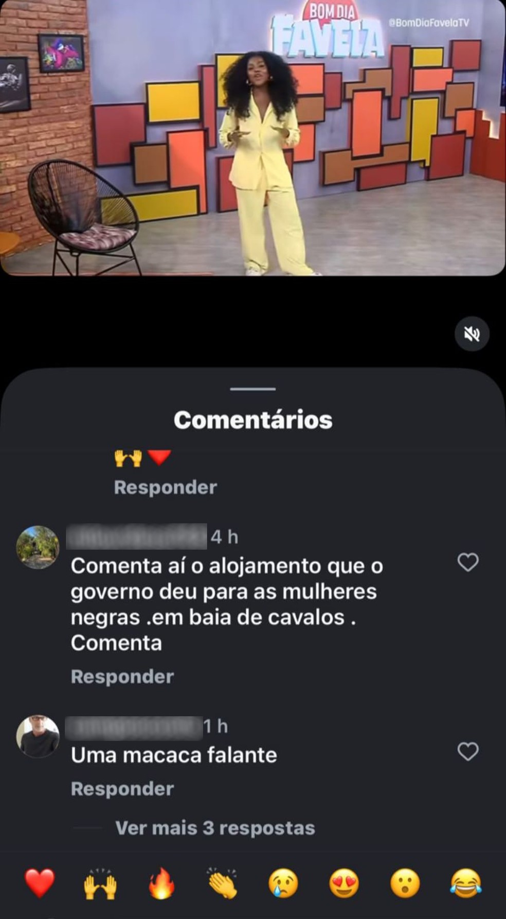 Post containing racist comments directed against Wic Tavares — Photo: reproduction