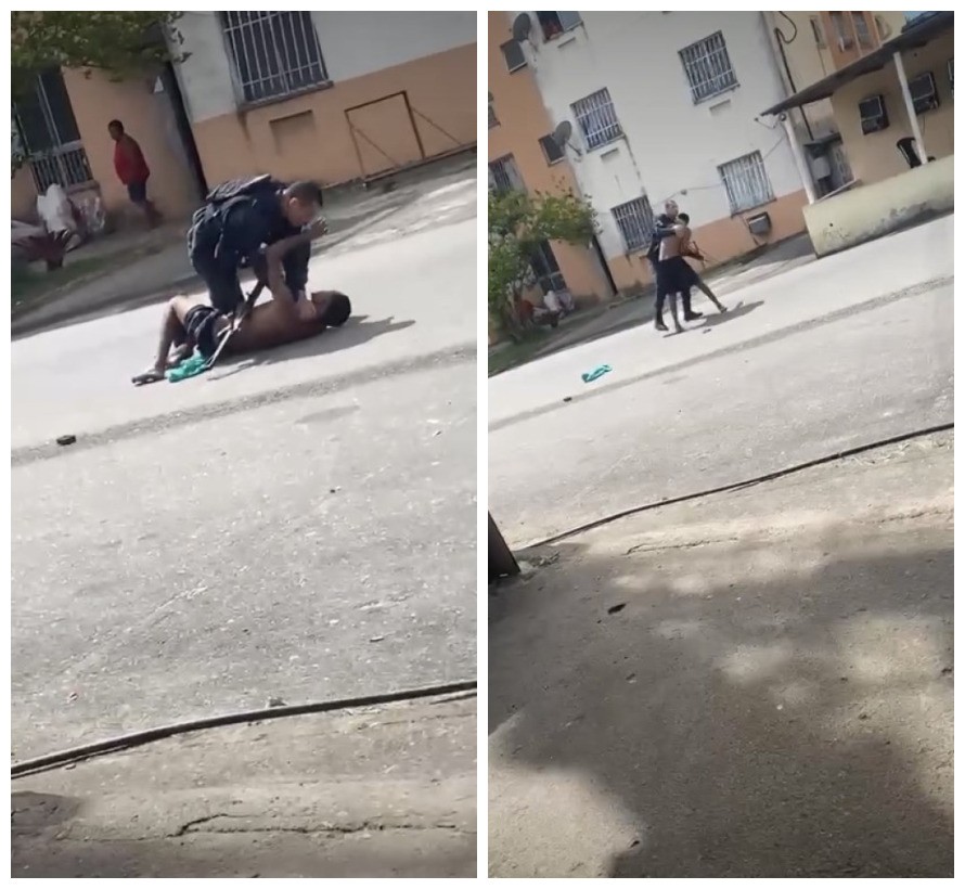 Suspeito dispara fuzil de policial durante luta no meio da rua; veja vídeo