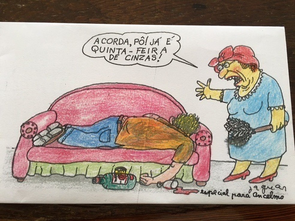 Jaguar fez uma charge, em 2 de março de 2017, para brincar com o tradicional pós-Carnaval do Rio — Foto: Reprodução