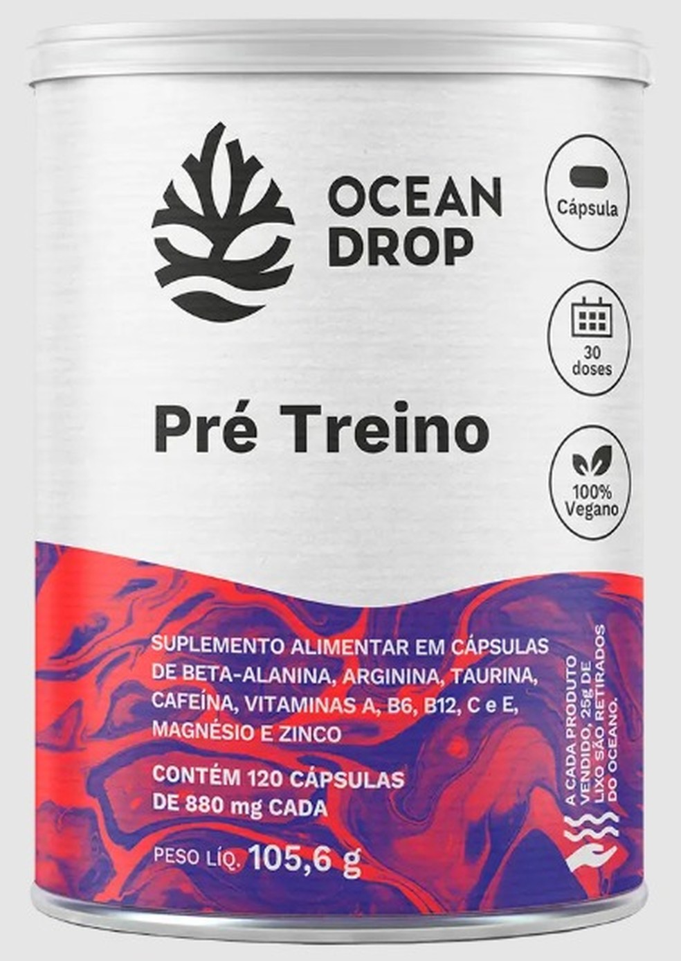 Pré-treino da Ocean Drop: livre de carboidratos, aditivos e conservantes. — Foto: Divulgação
