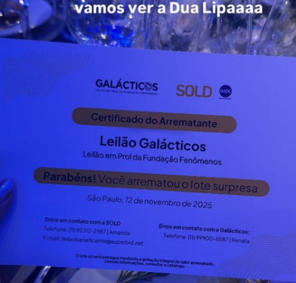 Cela Lopes pagou R$ 160 mil por foto com Dua Lipa — Foto: Reprodução Instagram