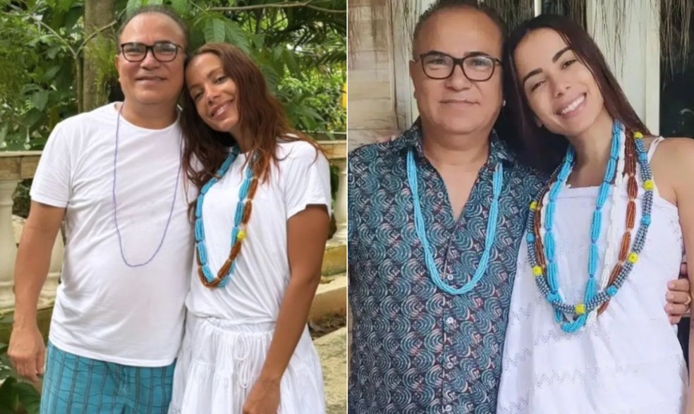 Anitta posa com Sergio Pina, seu pai de santo — Foto: Reprodução/Instagram