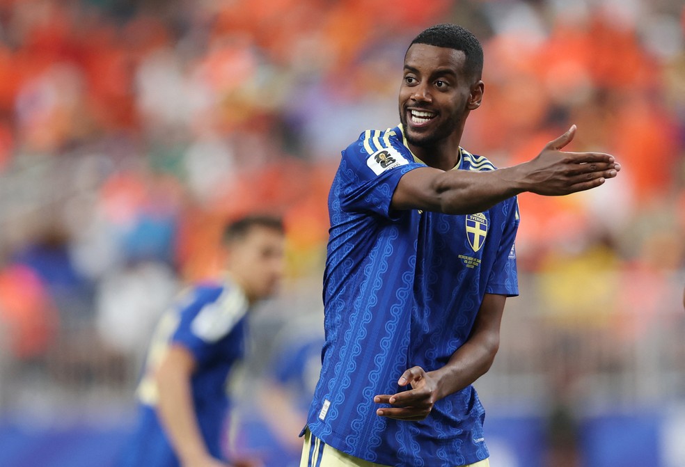 Alexander Isak, da Suécia, é o principal garçom da Copa — Foto: Molly Darlington / Getty Images via AFP