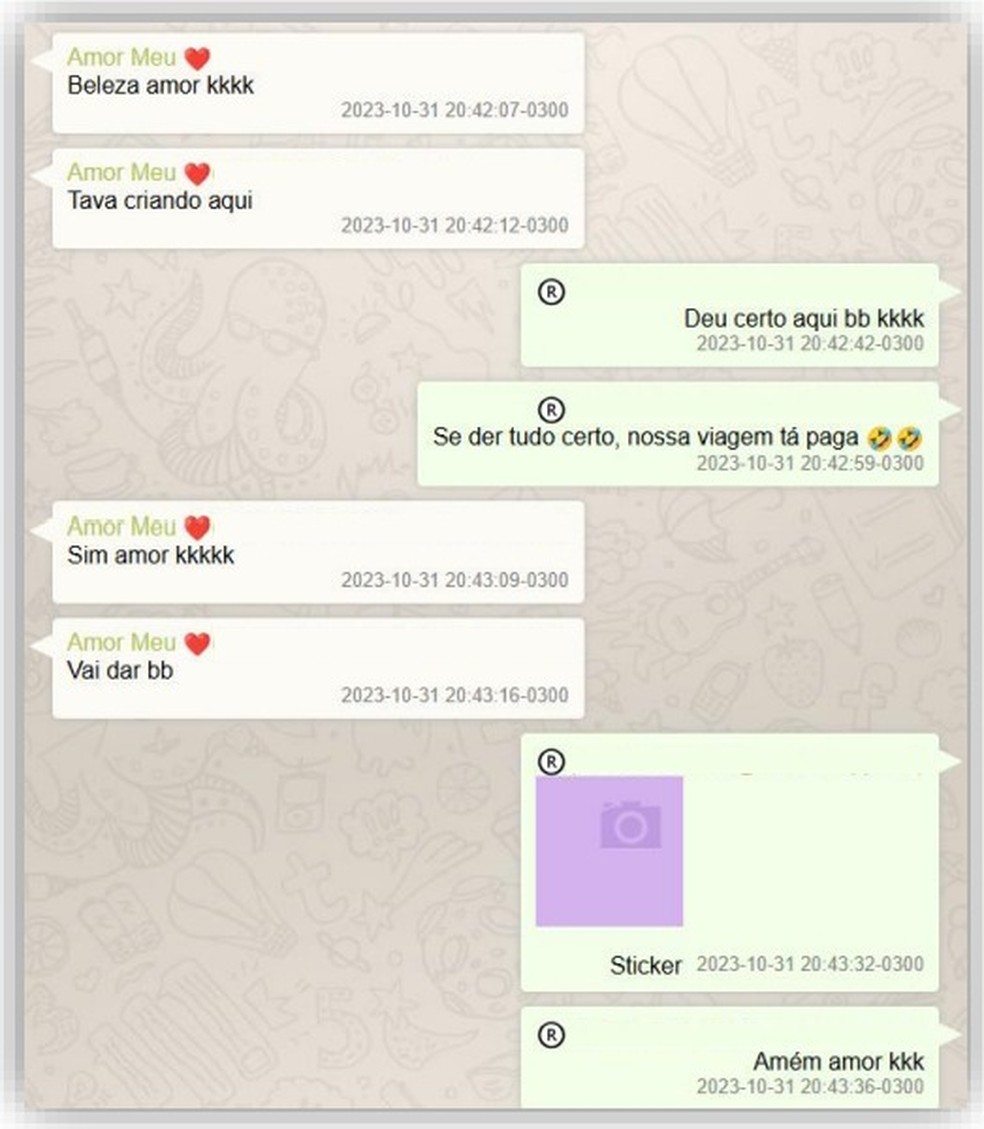 Trecho da troca de mensagens incluído no inquérito — Foto: Reprodução