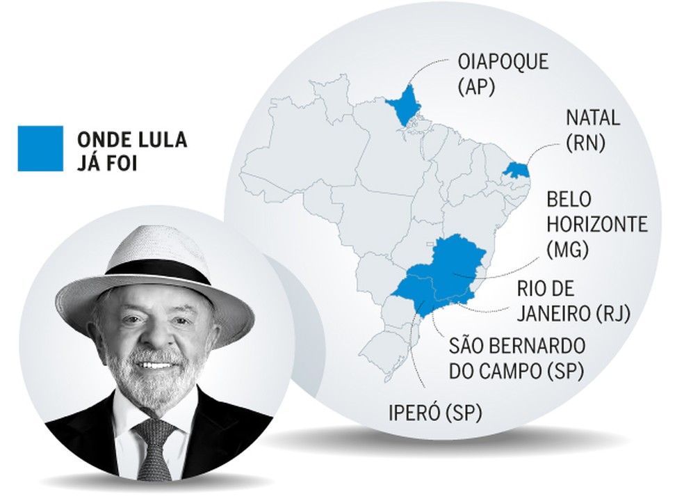 Onde Lula já foi fazer campanha — Foto: Arte O Globo