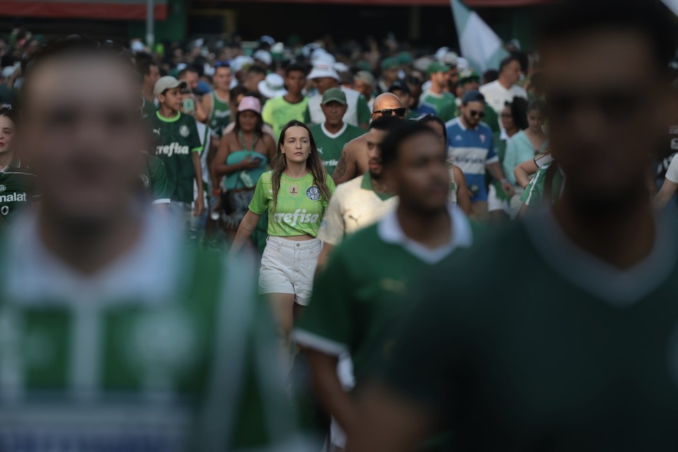 Multidão palmeirense acompanha final da Libertadores em São Paulo — Foto: Maria Isabel Oliveira